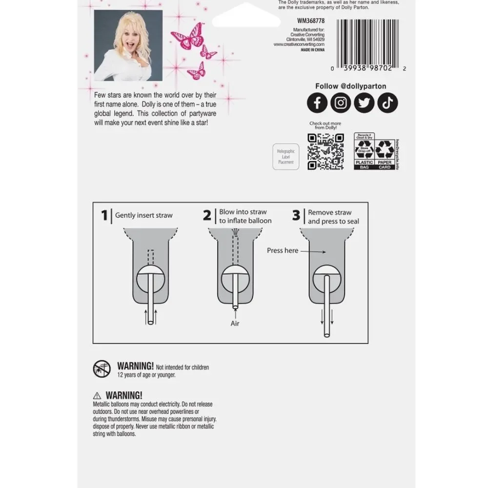 Dolly Parton 'What Would Dolly Do?'‎ Air Filled Balloon Banner